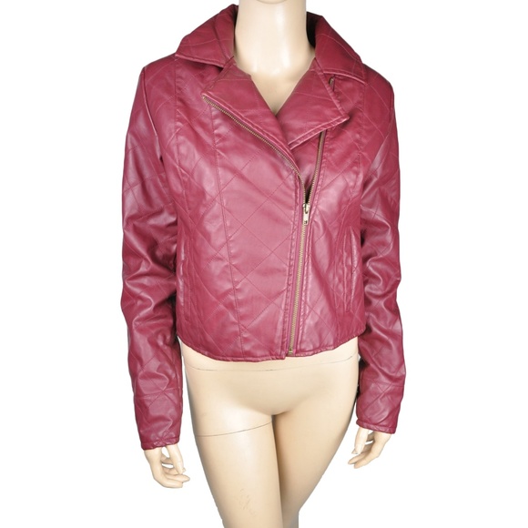 Jack by BB Dakota Jackets & Blazers - Red Jacket Motorcycle Faux Leather Quilted
